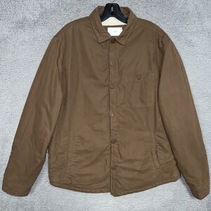 Onia Shacket Men's Size Large Bison Brown Sherpa Lined Button Down Cotton Jacket